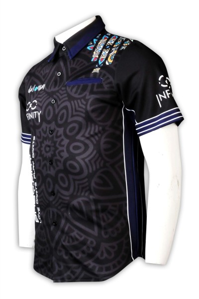 DS077 custom dart shirt design full printing dart shirt dart shirt manufacturer black 45 degree